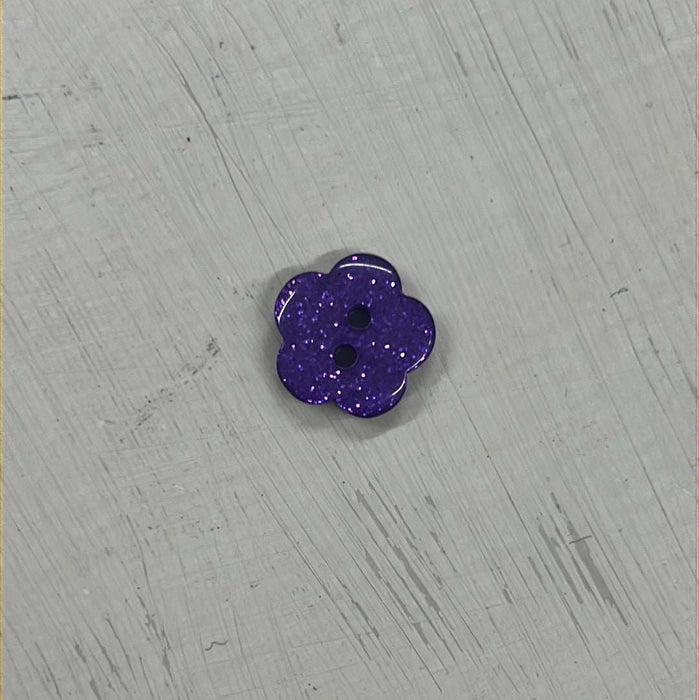Flower Buttons - Purple Glitter(15mm)-Buttons & Snaps-Wild & Woolly Yarns-Wild & Woolly Yarns