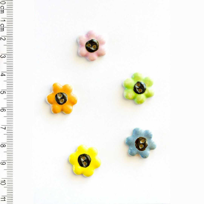 Handmade Button Flowers - Set of 5 (L095)-Buttons & Snaps-Wentworth Distributors-Wild & Woolly Yarns