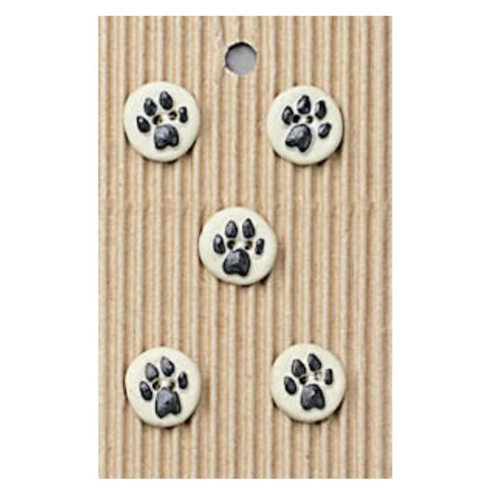 Handmade Buttons Paw Prints - Set of 5 (L055)-Buttons & Snaps-Wild and Woolly Yarns