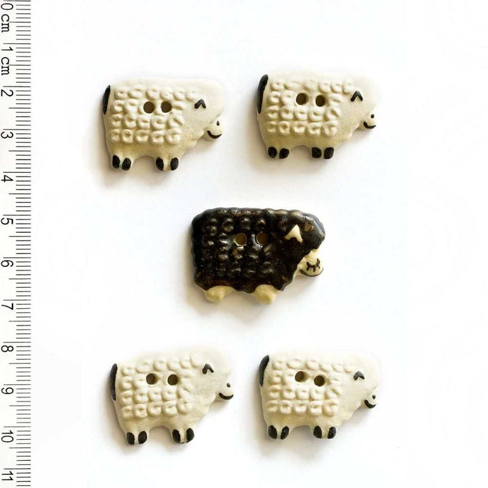 Handmade Buttons Sheep- Set of 5 (L140)-Buttons & Snaps-Wild and Woolly Yarns