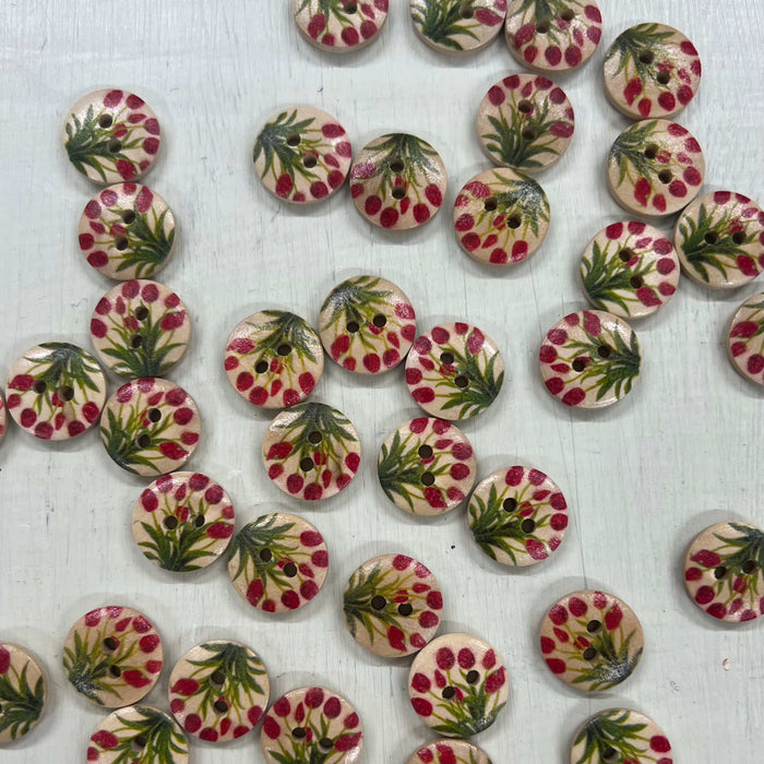 Wooden Buttons - Design 12 (15mm)-Buttons & Snaps-Wild & Woolly Yarns-Wild & Woolly Yarns