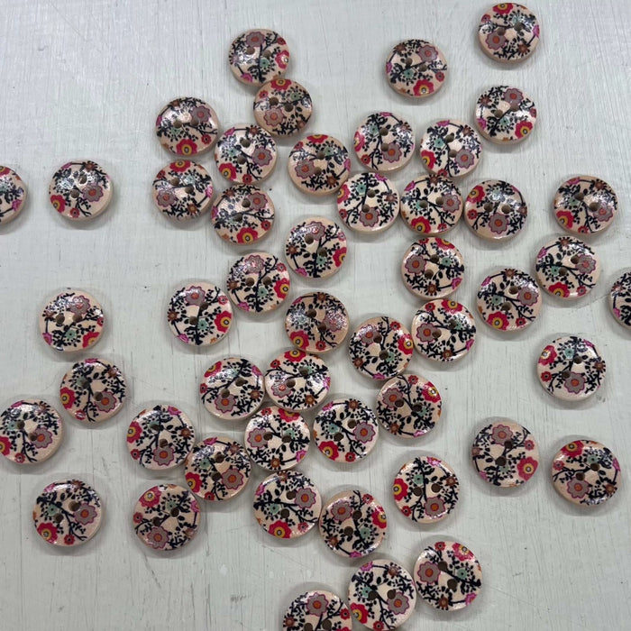 Wooden Buttons - Design 15 (15mm)-Buttons & Snaps-Wild & Woolly Yarns-Wild & Woolly Yarns