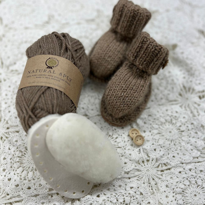 Bo Peep Bootie Kit-Knitting Kit-Wild & Woolly Yarns-Cream-0 - 6 Months-Wild & Woolly Yarns