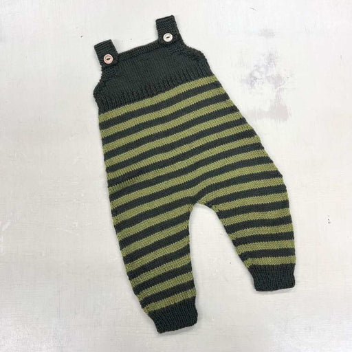 Striped Baby Overalls Knit Kit-Needlecraft Kits-Wild & Woolly Yarns-Army Green (396) / Olive Green (395)-Newborn / 3Months/ 6Months-Without Needles-Wild & Woolly Yarns