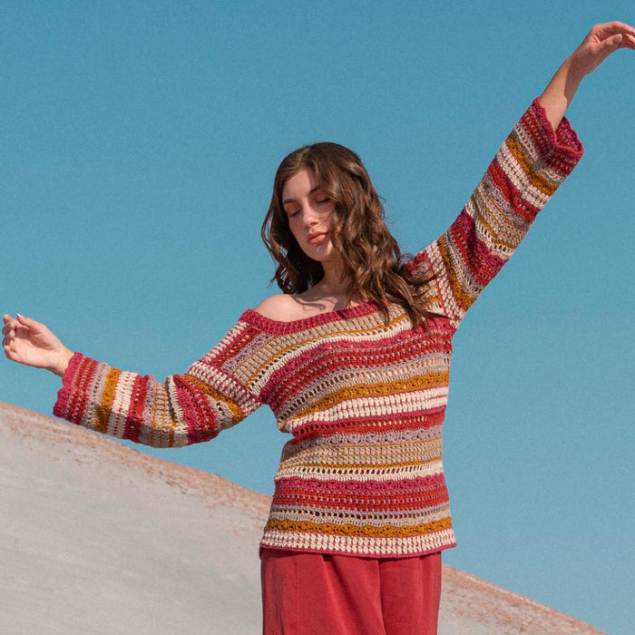 Agnes Multicolour Sweater Crochet Pattern-Needlecraft Patterns-Wild and Woolly Yarns