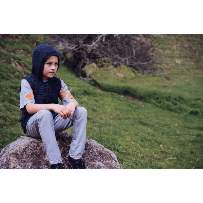 Alexander Hooded Vest Knitting Pattern - 8Ply (LF28)-Needlecraft Patterns-Lisa F Design-Wild & Woolly Yarns