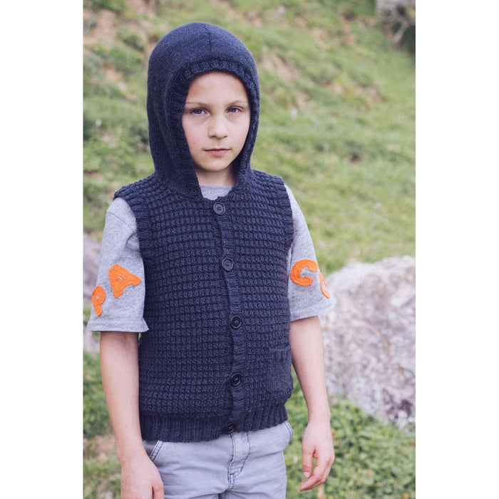 Alexander Hooded Vest Knitting Pattern - 8Ply (LF28)-Needlecraft Patterns-Lisa F Design-Wild & Woolly Yarns
