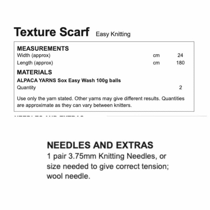 Alpaca Yarns Texture Scarf Knitting Pattern (AP1310)-Needlecraft Patterns-Alpaca Yarns-Printed-Wild & Woolly Yarns