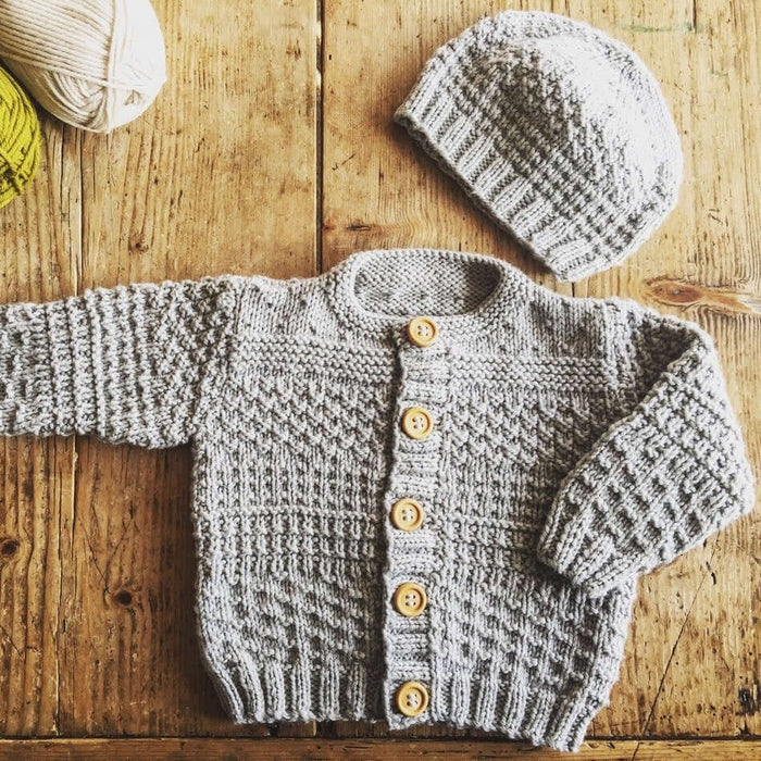 Austin Cardi & Beanie Knitting Pattern - 8Ply (BC64)-Needlecraft Patterns-Lisa F Design-Wild & Woolly Yarns