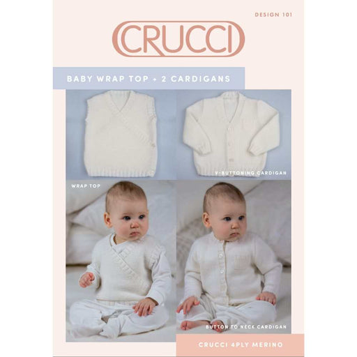 Baby Wrap Top & 2 Cardigans Knitting Pattern (CRU101)-Needlecraft Patterns-Crucci-Printed-Wild & Woolly Yarns