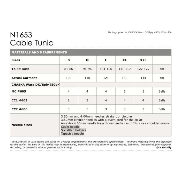 Cable Tunic Knitting Pattern (N1653)-Pattern-Wild and Woolly Yarns