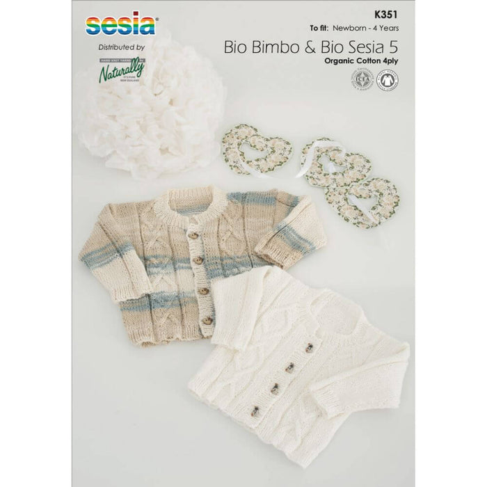 Cardigan with Cable Panels Knitting Pattern (K351)-Needlecraft Patterns-Wentworth Distributors-Printed-Wild & Woolly Yarns