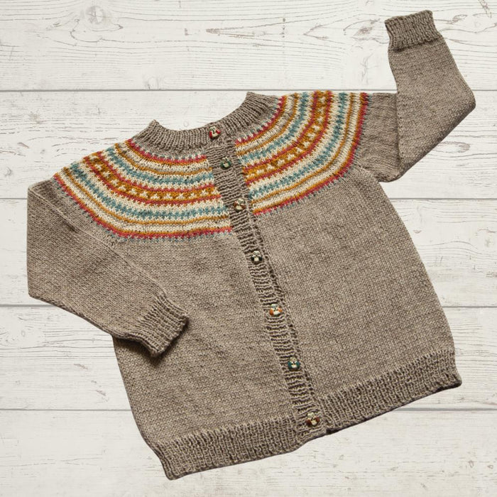Cardigan with Striped Yoke Knitting Pattern (K3056)