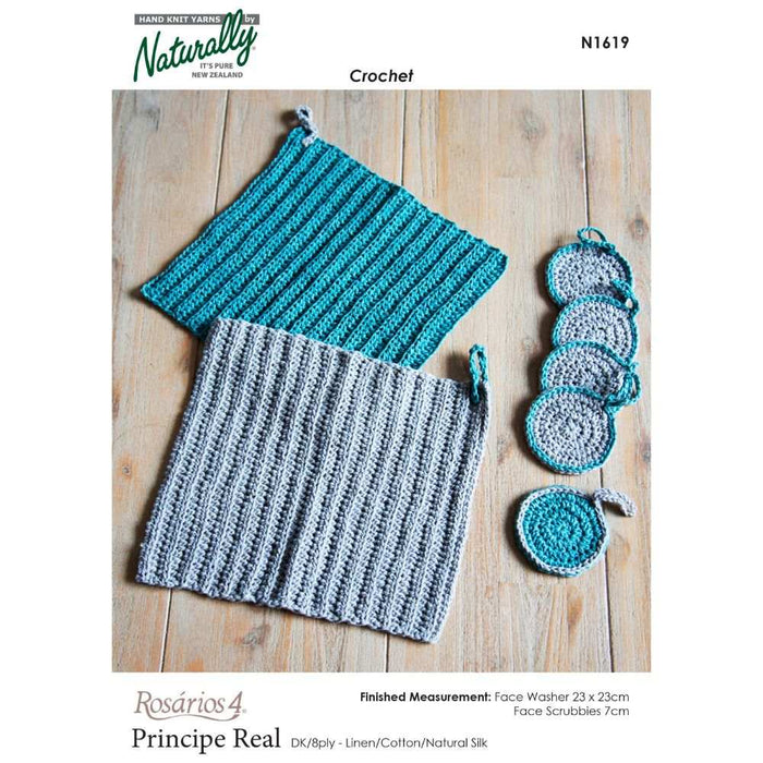Crochet Face Scrubbies & Face Washer Crochet Pattern (N1619)-Needlecraft Patterns-Wentworth Distributors-Printed-Wild & Woolly Yarns