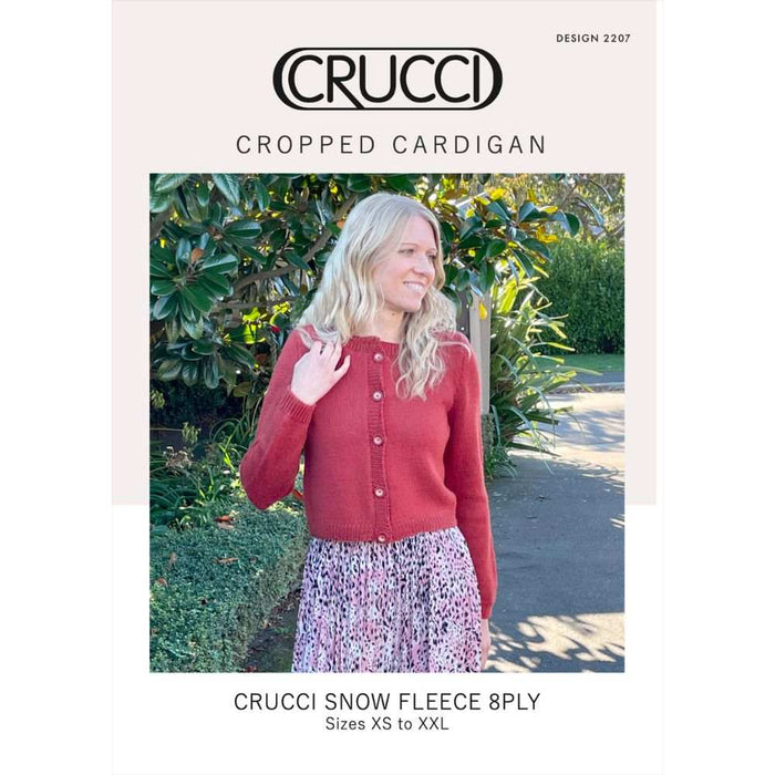 Cropped Cardigan Knitting Pattern (CRU2207) 8Ply-Needlecraft Patterns-Crucci-Printed-Wild & Woolly Yarns
