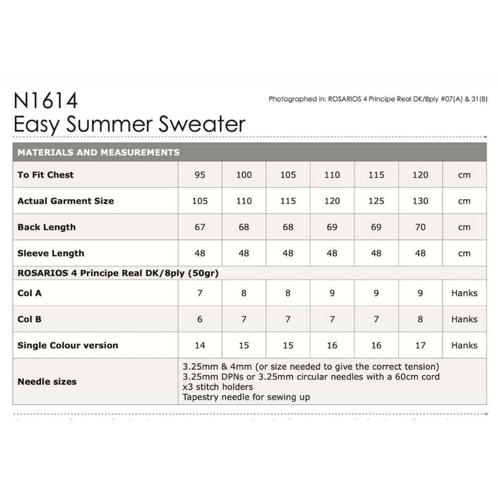 Easy Summer Sweater Knitting Pattern (N1614)-Needlecraft Patterns-Wentworth Distributors-Printed-Wild & Woolly Yarns