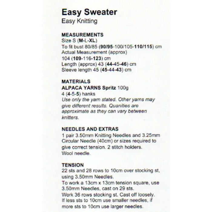 Easy Sweater Knitting Pattern (AP2303)-Needlecraft Patterns-Alpaca Yarns-Printed-Wild & Woolly Yarns