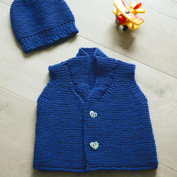 Garter Stitch Vest and Hat Knitting Pattern (K432)