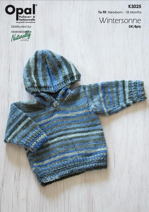 Hooded Sweater Knitting Pattern (K3025)-Needlecraft Patterns-Wentworth Distributors-Printed-Wild & Woolly Yarns