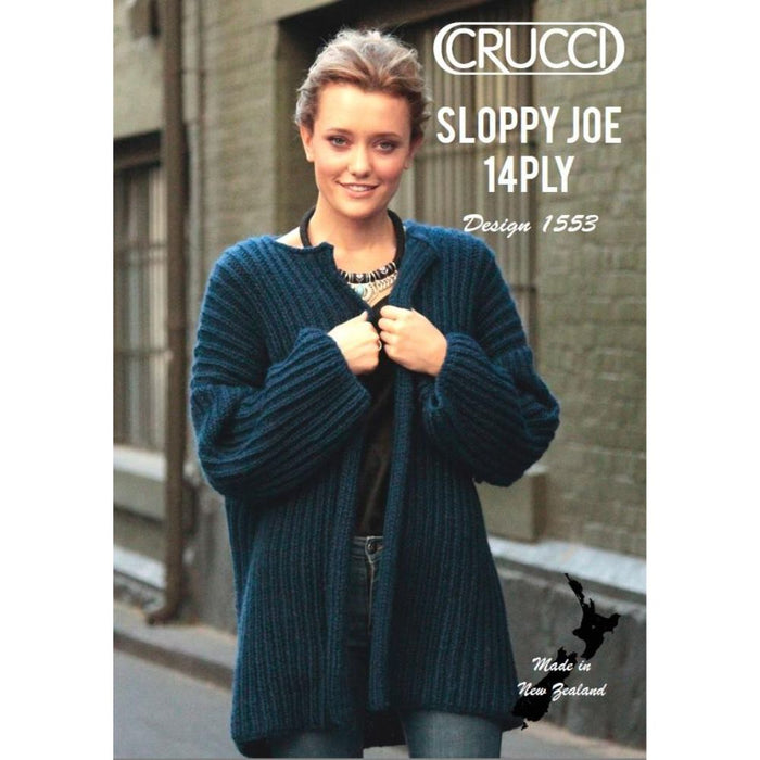 Oversized Cardigan Knitting Pattern (CRU1553)-Needlecraft Patterns-Crucci-Wild & Woolly Yarns