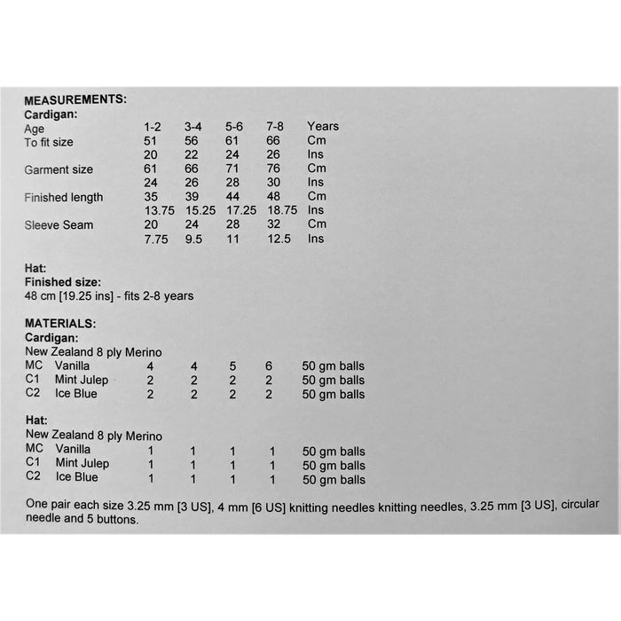 Peppermint Cream Cardigan & Hat Knitting Pattern - 8 Ply (LF02)-Pattern-Wild and Woolly Yarns