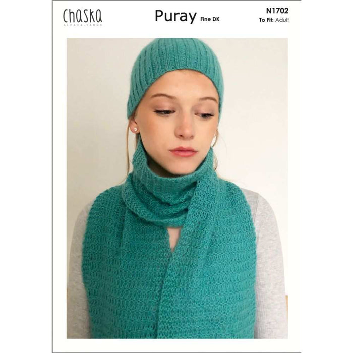 Ribbed Beanie & Scarf Knitting Pattern (N1702)-Needlecraft Patterns-Wentworth Distributors-Printed-Wild & Woolly Yarns