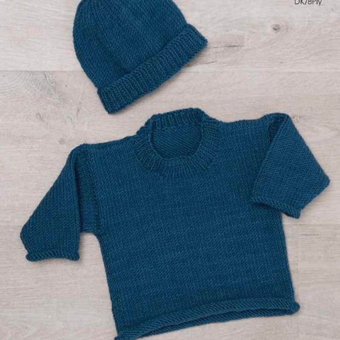 Rolled Edges Sweater & Hat Knitting Pattern (K397)