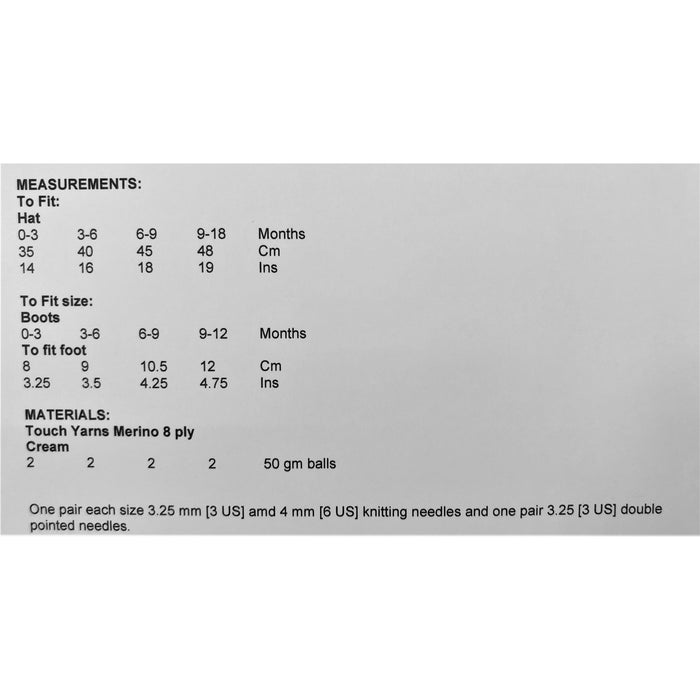 Samantha Pixie Hat & Bootees Knitting Pattern - 8Ply (BC74)-Pattern-Wild and Woolly Yarns