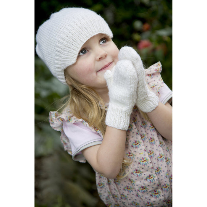 Snow White Hat & Mittens Knitting Pattern - 8Ply (LC09)-Pattern-Wild and Woolly Yarns