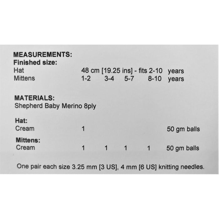 Snow White Hat & Mittens Knitting Pattern - 8Ply (LC09)-Pattern-Wild and Woolly Yarns