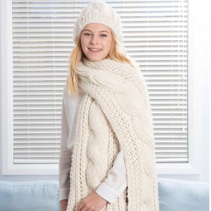 Sumptuous Cable Scarf & Beanie Knitting Pattern (N1601)-Pattern-Wild and Woolly Yarns