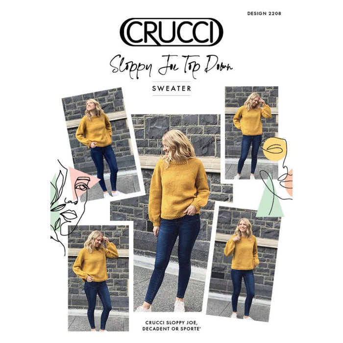 Top Down Sweater Knitting Pattern (CRU2208)-Needlecraft Patterns-Crucci-Printed-Wild & Woolly Yarns