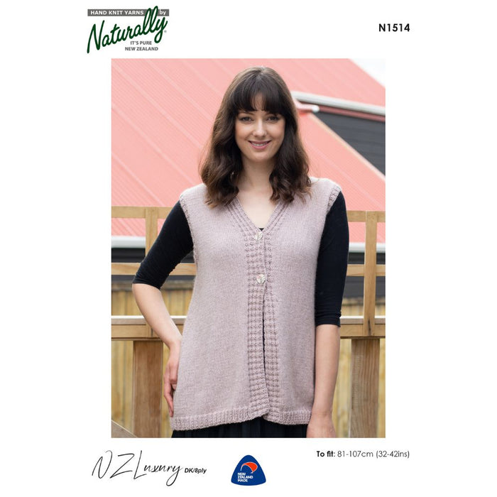 Vest Knitting Pattern (N1514)**-Needlecraft Patterns-Wentworth Distributors-Printed-Wild & Woolly Yarns
