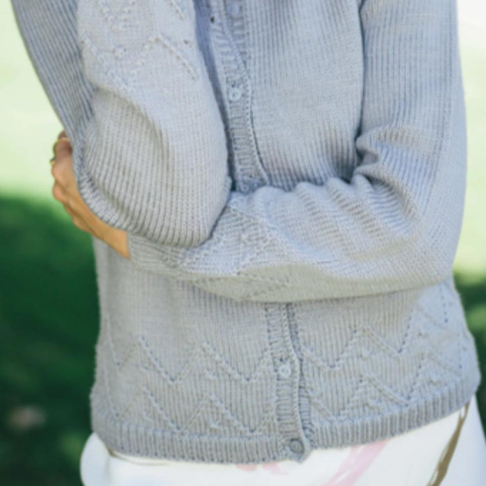 Women’s Cardigan with Patterned Edge Knitting Pattern (CRU2213)-Needlecraft Patterns-Crucci-Printed-Wild & Woolly Yarns