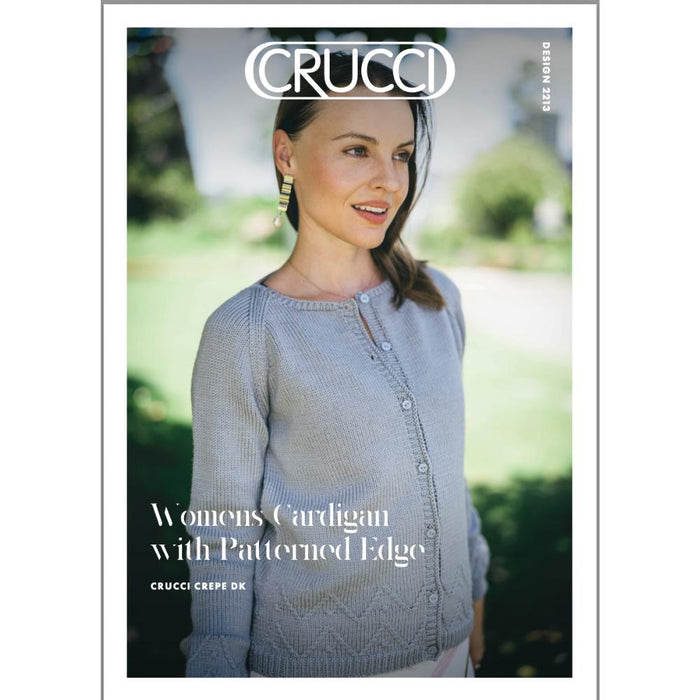 Women’s Cardigan with Patterned Edge Knitting Pattern (CRU2213)-Needlecraft Patterns-Crucci-Printed-Wild & Woolly Yarns