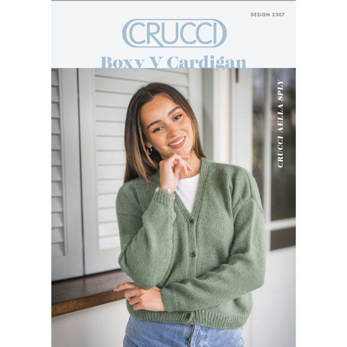 Boxy V Cardigan Knitting Pattern (CRU2307)-Pattern-Wild and Woolly Yarns