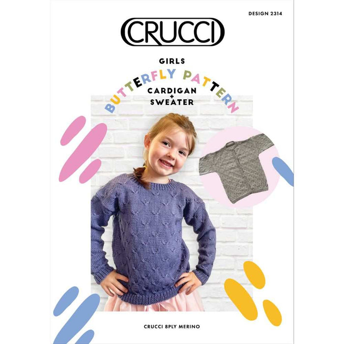 Butterfly Cardigan & Sweater Knitting Pattern (CRU2314)-Pattern-Wild and Woolly Yarns