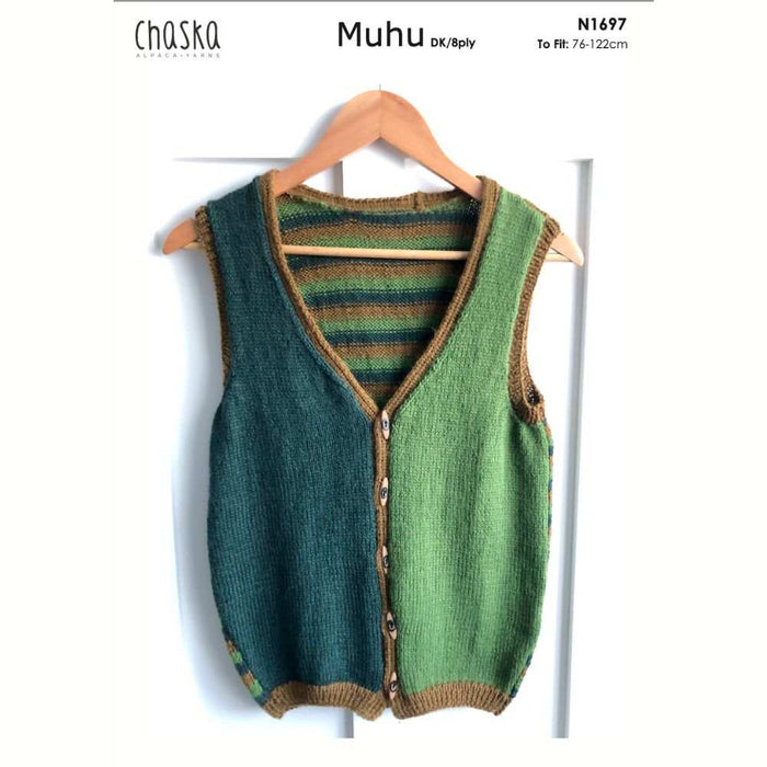 Button Down Sleeveless Vest Knitting Pattern (N1697)-Pattern-Wild and Woolly Yarns