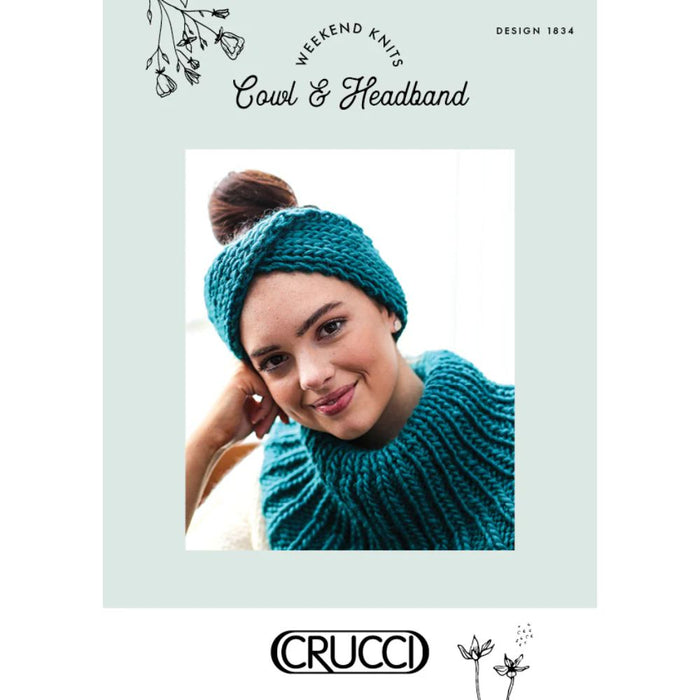 Cowl & Headband Knitting Pattern (CRU1834) featuring a cozy ribbed texture, designed with Crucci Natural Wonder Artisan yarn.