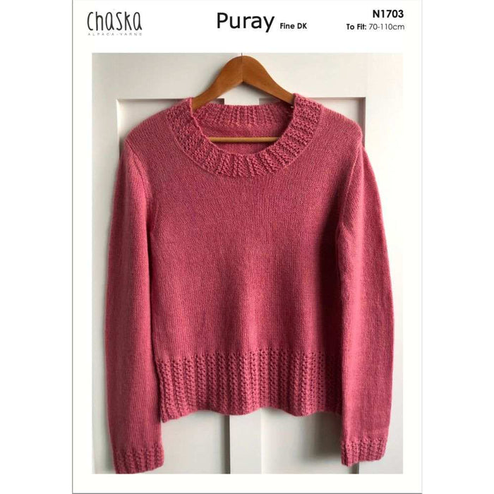 Fitted Jumper with Lacey Rib Knitting Pattern (N1703)-Pattern-Wild and Woolly Yarns