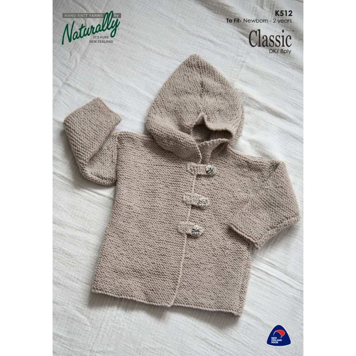 Garter Stitch Jacket with Hood Knitting Pattern (K512)-Pattern-Wild and Woolly Yarns