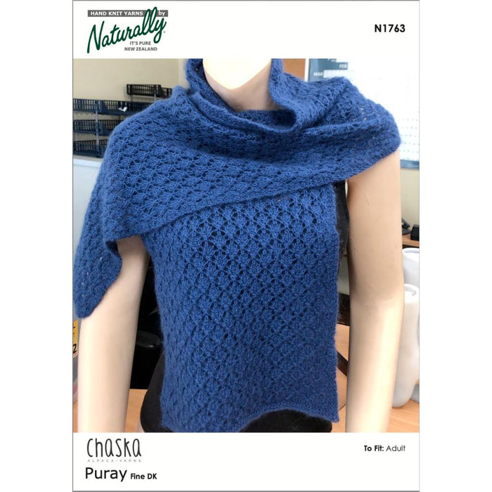 Lacey Scarf Knitting Pattern in Puray Fine DK, elegant lace accessory for casual and formal wear.