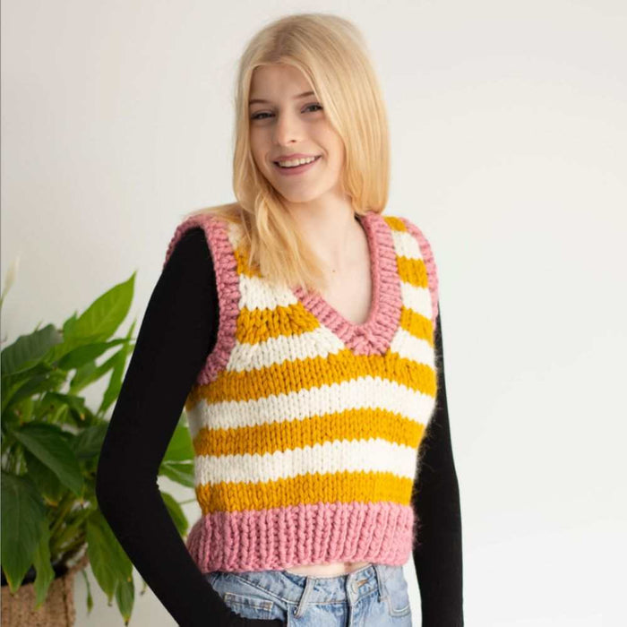 Multi Coloured Stripey Tank Top Knitting Pattern (N1637)-Pattern-Wild and Woolly Yarns