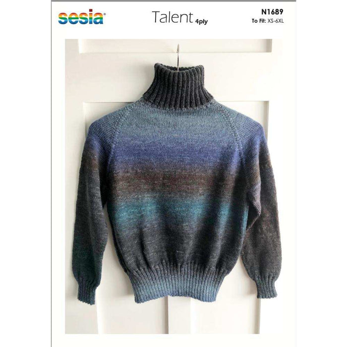 Polo Neck Top Down Raglan Jumper Knitting Pattern (N1689)-Pattern-Wild and Woolly Yarns