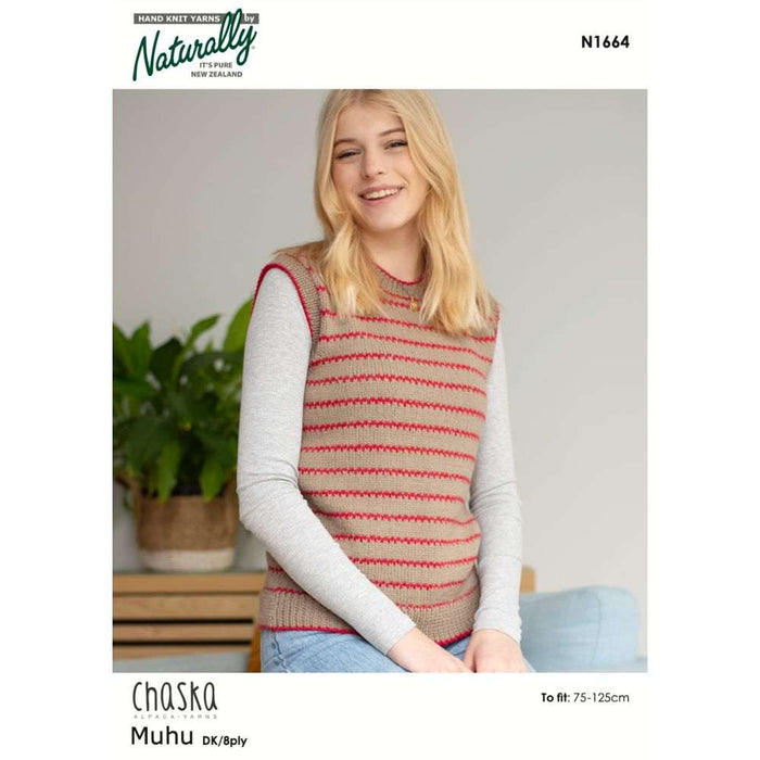 Retro Stripes Crew Neck Vest Knitting Pattern (N1664)-Pattern-Wild and Woolly Yarns