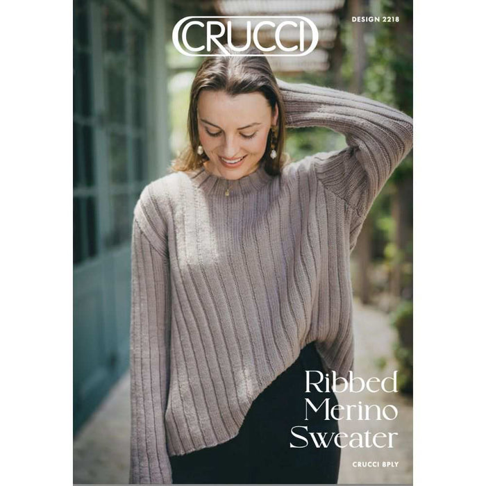 Ribbed Merino Sweater Knitting Pattern (CRU2218)-Pattern-Wild and Woolly Yarns