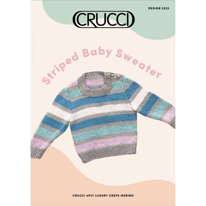Striped Baby Sweater (CRU2222)-Pattern-Wild and Woolly Yarns