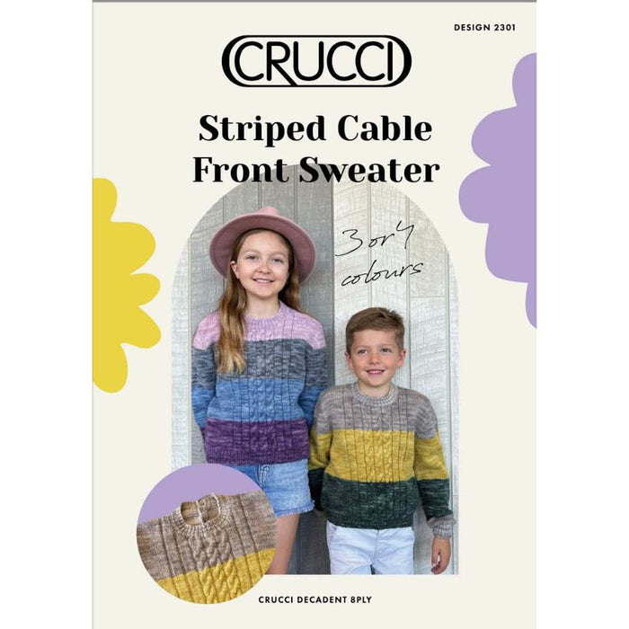 Striped Cable Front Sweater Knitting Pattern (CRU2301)-Pattern-Wild and Woolly Yarns