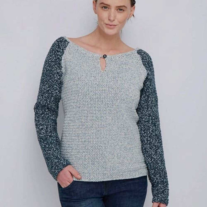 Summer Blues Sweater Crochet Pattern (DMF15459L)-Pattern-Wild and Woolly Yarns