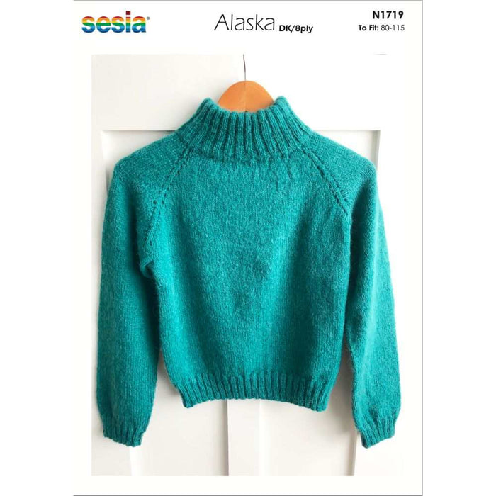 Top Down Polo Neck Easy Fit Jumper Knitting Pattern (N1719)-Pattern-Wild and Woolly Yarns